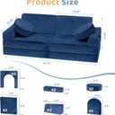 12pcs Modular Kids Play Couch, Convertible Toddler Sectional Sofa CPC Certified, Washable, Durable Foam Floor Cushion for Kids Playroom (Play Fort/Castle), 26.38"D x 52.76"W x 7.88"H