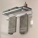 23 Inch Bathroom Towel Rack Towel Shelf with Double Towel Bars Lavatory Wall Mount Holder with Hooks Stainless Steel Hotel Bath Rack