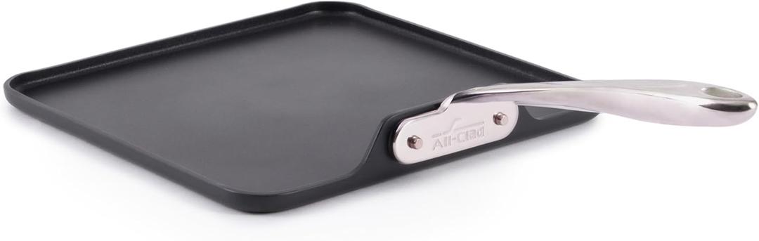 All-Clad HA1 Expert Hard Anodized Nonstick Griddle Pan For Stovetop 11x11 Inch Square Pan, Oven-Safe Up to 500°F, Professional Cookware, Dishwasher-Friendly, Pancake Pan, Cookware, Black