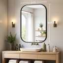 Bathroom Mirror for Wall, Black Bathroom Vanity Mirror for Over Sink 24 x 36, HD Reflection Shatterproof Mirror for Living Room Bedroom Entryway, Metal Frame Rectangular Shape