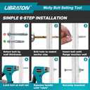 LIBRATON Molly Bolts for Drywall & Plaster Walls (0.12"-1.52"), 30PCS in 6 Sizes with Setting Tool, Heavy Duty Hollow Wall Metal Anchors Screws Kit, Holds Up to 65lbs, for TV, Shelf, Mirror