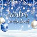 Funnytree 10x8ft Winter Wonderland Backdrop Blue Boy Baby Shower Birthday Party Christmas Snowflake Snow Landscape Photography Background Bokeh Glitter Pearl Decor Photo Booth