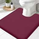 Smiry Memory Foam Toilet Rugs U-Shaped 20x20, Extra Soft Absorbent Non-Slip Contour Bathroom Rugs, Machine Washable Bath Mats for Toilet, Burgundy