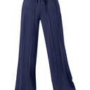 ANRABESS Women High Waist Wide Straight Leg Sweatpants Casual 2025 Joggers Sweat Lounge Pants with Pockets Navy Blue Large