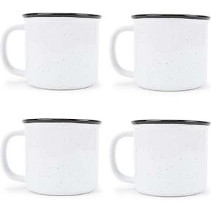 Elanze Designs Speckled Camper White 13 ounce Ceramic Coffee Mugs Set of 4