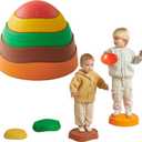 Balance Stepping Stones for Kids  Pack of 5 | Rainbow Color Obstacle Set | Non-Slip Indoor Climbing & Jumping Activity Toy for Ages 3+