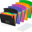 5 Pack 7-Pockets Expanding File Folder Accordion File Organizer, A4 Letter Size Paper Document Receipt Holder for School Office Supplies
