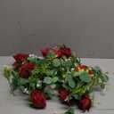 Dolicer 2Pcs 13Ft Artificial Eucalyptus Garlands with Flowers - 8 Roses, Faux Floral Greenery Garlands Fake Flowers Vines for Wedding Table Centerpieces Arch Party Ceremony Backdrop Decor (Red)