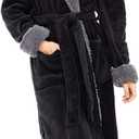 Alexander Del Rossa Sherpa Robes for Women Long, Womens Robes Long Hooded Bathrobes for Women, Plus Size Robe XL
