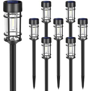 Solar Pathway Lights| Outdoor Garden Lights | Waterproof & Weather-Resistant | Energy-Efficient with High Transparency Glass | Durable & Elegant Design| High Impact Resistance| Pack of 8