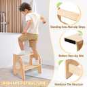 Toddler Step Stool, Selucky Bamboo Height-Adjustable 2-Step Stool for Kids, Potty Training Stool with Handles for Bathroom Sink, Kitchen, Bedroom (Original)