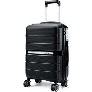 20 Inch Carry-on Luggage with Spinner Wheels, Hard Shell Suitcase with TSA Lock, Airline Approved, Rolling Suit Case for Travel Weekend Trips, Black Color