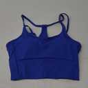 XUNYU Women Longline Sports Bra Padded Push Up Open Back Workout Top Built in Bra Spaghetti Yoga Shirts Strappy (Small, Blue Tank Tops)