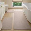 Sunfly Bathroom Rugs Sets 3 Pieces, Beige 17"x27" & 24"x60" & 20"x24" U