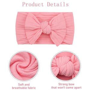 CLLOT 5 Colors Super Stretchy Soft Knot Baby Girl Headbands with Hair Bows Nylon Head Wrap For Newborn Baby Girls Infants Toddlers Kids