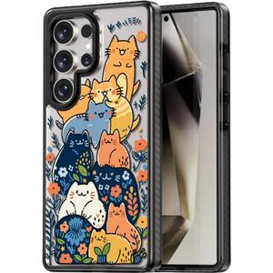 Compatible for Samsung Galaxy S25 Ultra Case Cute Aesthetic - Durable Shockproof 6.6 ft Drop Impact Phone Case Cover with Funny Fashion Cats Party Design 6.9" Black