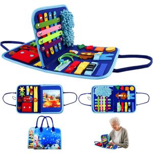 Fidget Blanket Dementia Activities for Seniors,Puzzle Games for Dementia, Alzheimers Products for Elderly, Fidget Sensory Toys for Alzheimers, Anxiety Relief Board Cognitive Matching Shape