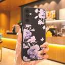 2 x for Samsung Galaxy A14 5G Phone Case, Fashion Flower Pattern Design Girls Women Liquid Silicone Cover, Slim Shockproof and Scratch-Resistant Soft Case for Samsung A14 - Black