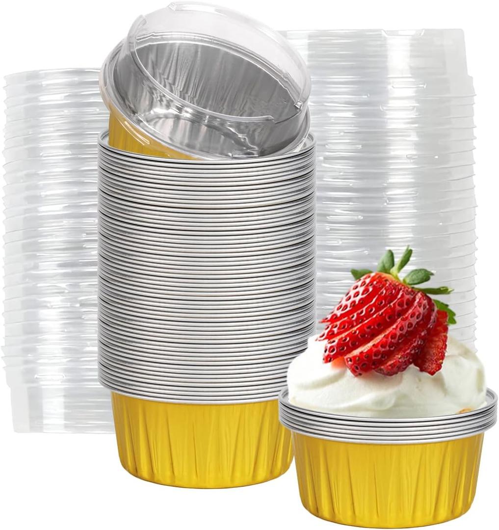 20 Pack Desert Containers,5oz Mini Desert Cups With Lids,Aluminum Foil Disposable Bowls For Party,Microwave And Freezer Safe