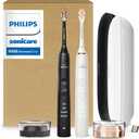 Philips Sonicare DiamondClean 9000 Electric Toothbrush - Sonic Toothbrush with App, Pressure Sensor, 12 Brushing Settings, Replacement Reminder, USB Charging Case, Black & Rose Gold, 2-Pack, HX9912/71
