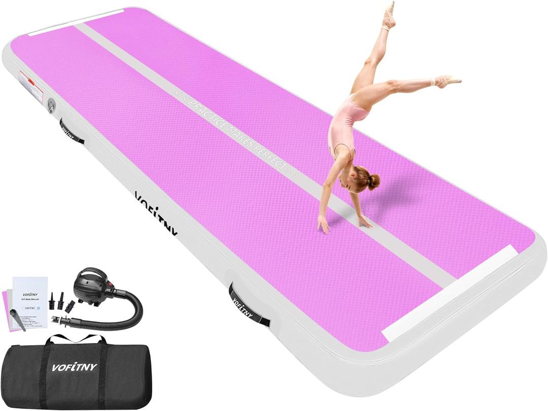 VOFiTNY All Purpose Double faced Gymnastics Air Mat 10’x3.3’x4’’ Sturdy Tumble Track for Home/ Gym Cyan/ HotPink