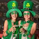 YQUQWN 10 Pcs St. Patricks Day Costume Accessories Set Leprechaun Outfit with Shamrock Hat Sequined Vest Bow Tie Glasses Necklace & Green Party Parade Decorations