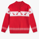 Funnycokid Boys Christmas Sweaters Kids Button Mock Neck Pullover Up Winter Xmas Holiday 5-12 Years
