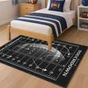 Football Rug for Bedroom,6'x9' Football Field Rugs with Non-Slip Backing,Sports Area Rug for Living Room and Game Room Decor