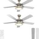 warmiplanet Ceiling Fans with Lights and Remote Control, 52 Inch, 6 Speeds Reversible DC Motor, 3 Color Dimmable Light, Timer, Noiseless, Brushed Nickel, 5 Blades, 2 Pack