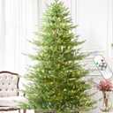 7FT Pre-lit Christmas Tree Fir with Remote Control, 650 Warm White Multi-Color Lights, Hinged/Feel Real/Realistic for Home, Holiday Decoration Dual Color LED Artificial Xmas Tree 7 Feet
