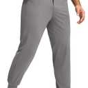 Pudolla Mens Stretch Golf Joggers with 3 Pockets Lightweight Slim Fit Work Dress Pants for Men Belt Loops(Light Grey M)
