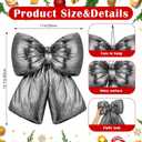 Soulchen 4 Pack 15.7 Inch Large Stuffed Bows Cute Hanging Decor for Valentine's, Galentine's Day, Birthday, Baby Shower, Bridal Shower, Wedding, Bachelorette Party Supplies(Silver)