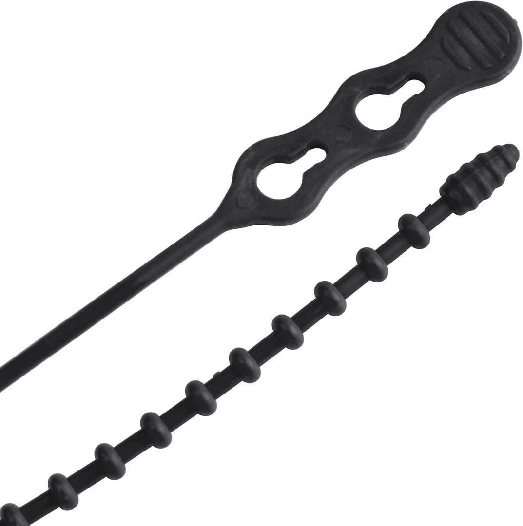 Gardner Bender 45-24BEADBK Beaded Cable Tie Wrap, 24 inch, 140 lb, Reusable, Adjustable Wire and Cord Management, 5 Pk, UV Resistant Black