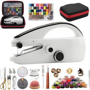 Handheld Sewing Machine, Mini Portable Hand Sewing Machine, Complete 147-Piece Sewing Kit & Accessories, Ideal for Adults & Beginners, Set of Quick Home Clothing Repair Tools, Good Gift