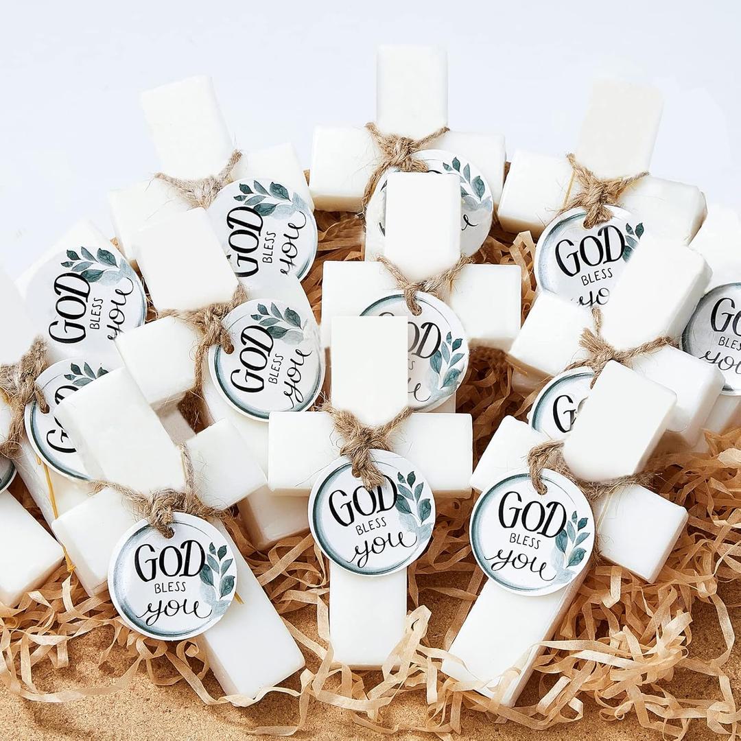 24 Pcs Baptism Favors for Guests Cross Soap, Baby Shower Soap Favors Scented Soaps First Communion Gifts for Guests Party Wedding Birthday Gift Bridal