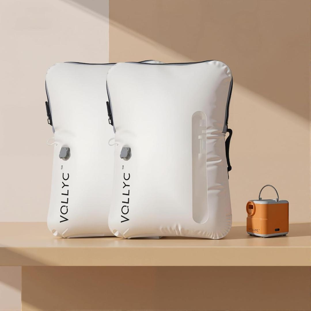 Travel Vacuum Bags with Pump, 25L Large Capacity Vacuum Bags for Travel, IPX7 Waterproof, Open Zipper, Reusable Space Saver Compression Bags for Luggage, Backpack, Suitcase, Home Storage (White)