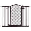 Ingenuity Decorative Panel Tall Baby Gate & Dog Gate, 28"-42" Wide, 30" Tall, Hardware or Pressure Mounted, Install on Top or Bottom of Stairs, Banister, or Doorway - Espresso