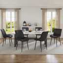 VECELO Dining Chairs Set of 6, Modern Upholstered Faux Leather Cushion Seat and Metal Legs for Kitchen, Living Room, Black