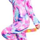 Unisex Unicorn Costumes Pyjamas, Adult Women Men Animal Cosplay Onesie (Medium, Colorful Starry Sky)