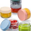 NETANY 2oz Glass Salad Dressing Containers, 6-Pack Small Sauce Containers with Lids and Mini Condiment Cups Containers,To Go Glass Jars for Meal Prep Lunch box