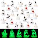 80 Pcs Halloween Glow in Dark Ghost Luminous Mini Resin Ghost Figurines Bulk to Hide Halloween Miniature Figurines Decorations for Landscape Patio Garden Yard Party Village Crafts
