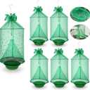 6 Pack Reusable Outdoor Fly Trap Hanging Fly Catcher with Brush