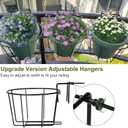 TQVAI Adjustable Hanging Railing Planter for 1.89 to 3.5 Inches Railings - Outdoor Balcony Deck Flower Pot Holder, Metal Baskets for Garden Orchid, Patio Ledge, 3 Pack, Black