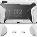 playvital for Switch 2 Beyond-Grip Dockable Case, Interchangeable FPS/Omni Ergonomic Grips + Military-Grade Drop Protective Cover + 2 Joystick Caps for Nintendo Switch 2 (White)​