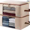 Chaos Cleared Canvas Storage Bags Designer Organizer for Clothing 2 Pack – Clothes Organizers for sweaters, clothing, garment, bedding, quilt, linens, large bag with zip & window, mothproof
Visit the Chaos Cleared Store