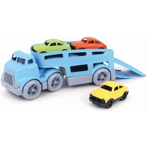 Green Toys Car Carrier, Blue - Pretend Play, Motor Skills, Kids Toy Vehicle. No BPA, phthalates, PVC. Dishwasher Safe, Recycled Plastic, Made in USA (4 Piece Set)