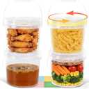 4 Pack 1 Gallon Food Grade Plastic Buckets with Screw Lids & Handle, Reusable Storage Containers for Snacks, Salad, Sauce - Clear Freezer Safe Bucket Set