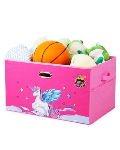 Large Toy Box for Kids (62x40x36 cm), Collapsible Sturdy Toy Chest,Toy Storage Organizer Bins for Boys, Girls, Living Room, Playroom, Nursery, Kids Toybox,Toy Storage Chest Made with MDF Board (Pink)