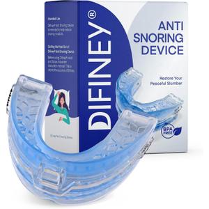 Difiney Anti Snoring Device: FDA-Cleared Anti Snoring Mouthpiece Adjustable Snore Stopper Mouth Guard for Men & Women to Sleep Better Reusable Nighttime Use with Storage Case