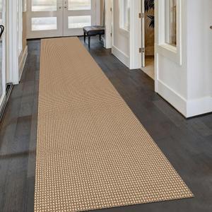 KOZYFLY Extra Long Runners for Hallways 2.6x16 ft Washable Kitchen Runner Non Slip Rubber Backed Hallway Rug Cotton Entryway Runner Rug Floor Carpet for Indoor Hall, Kitchen, Stair, Tan/Orange/Brown